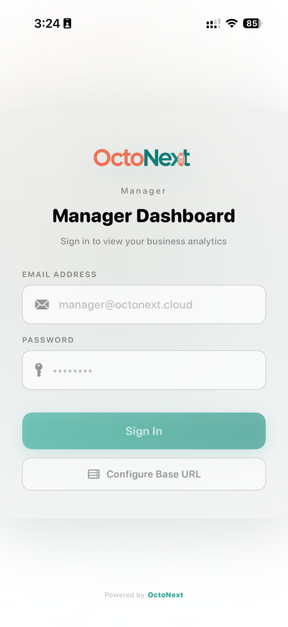 OctoNext Manager App Dashboard